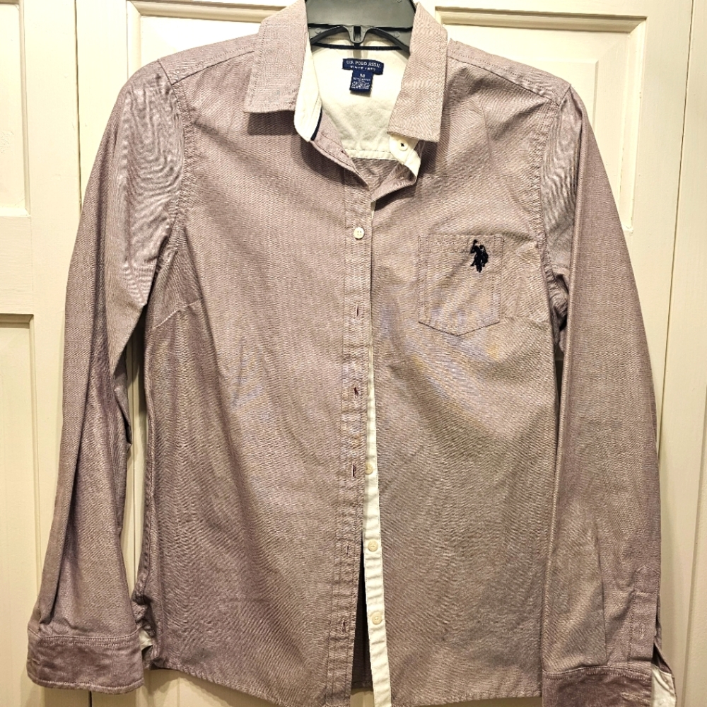 US Polo Association Women's Lavender Button-Down Dress Shirt Sz M